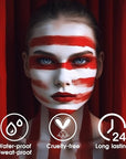 BADCOLOR Red Face Body Paint Eye Black Stick, Cream Blendable Face Painting Sticks for Sports Softball Football Baseball, Facepaint for Halloween Clown Joker Devil Cosplay Costume Parties Events