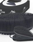 Avilana Silicone Body Scrubber – Gentle Shower Brush & Loofah Alternative- Food Grade & Lab Tested – Fast-Drying, Hygienic, BPA-Free Silicone Body Gentle Exfoliator (Dark Gray, Body & Face)