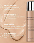 AirBrush Foundation Spray With Primer and Brush, Silky Mist Foundation Spray Makeup, Full Coverage Foundation for Smooth Radiant Finish, Formula Breathable Lightweight Hydrating(#1 Natural)