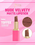 Juvia's Place The Nude Velvety Matte Lipstick Toffee - Nude Velvety Long-lasting Rich-Color Lip Makeup, Creamy Lipstick with Matte Finish, Beauty & Lip Products