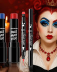 BAD COLOR 3PCS Red Blue Face Body Paint Stick Makeup for Harley/Joker SFX Cosplay & Dress Up, Red Liquid Eyeliner Stamp Pen for Clown Costume Cosplay