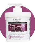 Advanced Clinicals Collagen Peptides Body Lotion & Face Moisturizer | Peptide Infused Collagen Lotion For Women & Men Helps Improve Look Of Crepey Skin, Wrinkles, & Uneven Dry Skin Texture, 16 Ounce