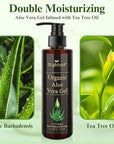 Aloe Vera Gel Infused with Tea Tree Oil for Skin Hydrating, Repair Skin, Organic Aloe Vera Gel Extract from Fresh Pure Aloe Vera for Sunburn Relief, Hair, Razor- 6.76 Fl Oz