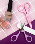 Eyebrow Scissors, Small Scissors for Facial, Nose, Eyebrow, Mustache, and Beard Hair Trimming & Grooming, Straight Edge, Pink Long Cap