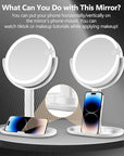 MIYADIVA Makeup Mirror with Lights,20X Magnifying Mirror with Light and Touch Switch,Vanity Mirror with 3 Color Light and 80 LEDs,2-Sided Lighted Magnified Mirror 8.8 Inches