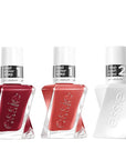 essie Nail Polish Set, electric butterfly , Longwear Gel-like Nail Polish, Woven at Heart, Coral + Put in the Patchwork, Red, Gel-like Shiny Top Coat
