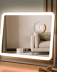 HIEEY Vanity Mirror with Lights, Lighted Makeup Mirror, Three Color Lighting Modes, and 5X Magnification Mirror, Smart Touch Control, 360°Rotation (17.4" x 13.5" White,Gift Box)
