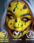 BAD COLOR Yellow Face Body Paint Stick, Full-Coverage Eye Black Sticks for Adults Children, Hypoallergenic Face Painting Kit for Halloween SFX Lion Tiger Minions Stage Cosplay Costume Party