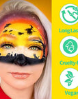 MEICOLY Yellow Face Body Paint Stick,Yellow Face Paint for Halloween Lion Tiger Cosplay Makeup,Professional SFX Makeup Face Painting for Adults and Kids,Waterproof Eye Black Stick