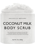 Brooklyn Botany Coconut Milk Body Scrub - Moisturizing and Exfoliating Body, Face, Hand, Foot Scrub - Fights Stretch Marks, Fine Lines, Wrinkles - Great Gifts for Women & Men - 10 oz