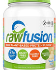 Rawfusion- Vegan Protein Powder, Vanilla Bean - 30 Servings, 21g of Plant Based Protein, Low Net Carbs, Non-Dairy, Gluten/ Lactose Free, Soy Free, Kosher, Non-GMO, 2lb Pound