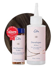 eSalon Permanent Hair Color & Hair Dye Kit - Dark Brown Natural Golden - Personal Colorist for Up To 100% Gray Coverage, All Hair Types - Professional-Grade Ammonia-Free Dye