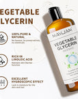 Pure Vegetable Glycerin for Skin,Crafts,Face,Hair Large 16 oz No Palm Oil Natural liquid Glycerine Makeup Remover Body Oils Massage Oil Deeply Moisturizing and Hair Benefits,DIY Beauty Products