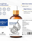 HIQILI Bergamot Essential Oil for Diffuser, Skin, Hair, DIY, 100% Pure & Natural - 1.01 Fl Oz (30 mL)