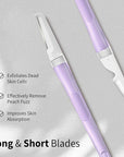 Face Razors for Women, Dermaplane Razor for Women Face, Eyebrow Razor, Facial Razors, Dermaplaning Tool, Reusable Metal Handle with 8 Microblades for Sensitive Skin, Peach Fuzz Remover, Purple