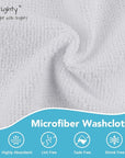 Orighty Wash Cloths Bulk Towels Set 200 Pack, Highly Absorbent and Soft Feel Microfiber Face Cloths, Multi-Purpose White Washcloths & Hand Towels for Bathroom, Hotel, Spa, and Gym, 12x12 Inch