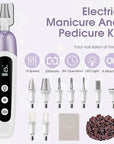 Professional Manicure Pedicure Kit with Memory Modes, Cordless Electric Nail File Set 10 Speed Portable Nail Drill Machine, Pedicure Tools for feet, Hand Foot Care Tool for Thick Nail Toenail Cuticle