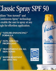 Vacation Classic Spray Sunscreen SPF 50 3-Pack, Broad Spectrum Sunscreen Spray, Vegan Sunblock Spray, Body Lotion with SPF, Spray Sunscreen SPF 50, 6 fl. oz. (Pack of 3)