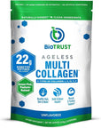 BioTrust Ageless Multi Collagen Peptides Powder – 5 Types (I, II, III, V, X) – Unflavored Collagen Powder for Women & Men – Hydrolyzed Protein – Grass Fed Beef, Fish, Chicken, Eggshell Membrane