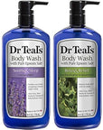 Dr Teal's Lavender & Eucalyptus Body Wash Gift Set (2 Pack, 24oz Ea) - Soothe & Sleep Lavender & Relax & Relief Eucalyptus & Spearmint - Essential Oils Calm the Mind & Promote Better Sleep
