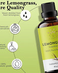 Lemongrass Essential Oil | 100% Pure and Natural USDA Organic Lemon Grass Oil | for Aromatherapy Skin Home Diffusers Carrier | 3.38 fl. Oz