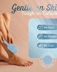 Silicone Foot Callus Remover - Nano Glass Foot File for Dead Skin and Cracked Heels - Callus Remover for Feet & Hard Skin - Ergonomic Foot Scrubber & Exfoliator for Soft, Smooth Feet - Blue