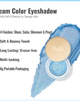 Oulac Blue Cream Eyeshadow also for Highlighter Large Capacity Highly Pigmented Eye Shadow Waterproof &Long Lasting with Moisturizing Formula. Shimmer Glitter Eye Makeup. 6g.(02)