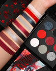 Afflano Black Red Eyeshadow Palette Goth Clown Halloween Makeup, White Silver Glitter Metallic Burgundy Black Eyeshadow Palette Highly Pigmented, Joker Vampire Christmas True Red Smoky Eye Makeup
