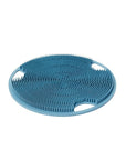 Boie USA Flat Body Scrubber - Soft Silicone-Like Exfoliating Shower Scrubber & Body Cleansing Brush - Stick-to-Wall Loofah Replacement - Antimicrobial Exfoliator for All Skin Types (Blue)