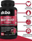 Organic Beet Root Capsules Supplements - 1350mg Beetroot Powder Extract Pills, Organic Beet Root Powder Supplement, Super Nitric Oxide Beets, High Circulation Beet Vitamins Support - 120 Beet Tablets