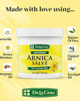 De La Cruz Arnica Salve - Foot Cream for Dry Cracked Heels and Feet - Moisturizing Hand Salve for Dried Hands - 24 Hour Moisture Foot Cream for Dry Cracked Feet and Rough Skin - JUMBO SIZE 5.5 OZ