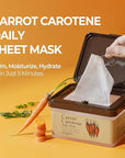 SKINFOOD Carrot Carotene Daily Sheet Mask, Korean Skincare Hack, 5-Minute Quick Hydrating, Soothing & Moisturizing Face Mask for Dry Skin, Glass Skin, Bulk Pack (30EA)