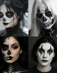 BAD COLOR 3PCS Black White Grey Face Body Paint Stick Makeup for Skull Skeleton Goth Mime SFX Cosplay & Dress Up, Full-Coverage Halloween Facepaint Makeup Kit