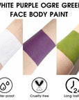 BAD COLOR 3PCS White Ogre Green Purple Face Body Paint Stick Makeup for Beetle-juice/ Frankenstein SFX Cosplay & Dress Up, Full-Coverage Halloween Facepaint Makeup Kit