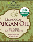 US Organic Moroccan Argan Oil, Cold-Pressed Virgin, USDA Certified, 100% Pure, Unrefined, for Hair, Skin, Nail & Cuticle Care, in Amber Glass Bottle, Sourced from Morocco (4 oz (Large))
