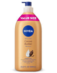 NIVEA Cocoa Butter Body Lotion for Dry Skin with Hyaluronic Acid, Cocoa Butter and Deep Nourishing Serum, 72-Hour Body Moisturizer, 33.8 Fl Oz Value Size Pump Bottle