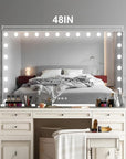 Hollywood Vanity Mirror with Lights, 24 Dimmable Bulbs, 3 Color Lights,Make Up Lighted Mirror, Aluminum Metal Frame, USB Charging Port(48" x 30")