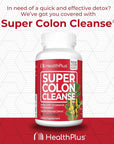 Health Plus Super Colon Cleanse 10 Day Gentle Gut Cleanse Detox, Psyllium Husk, Probiotics for Constipation Relief & Digestive Support, 60 Capsules