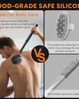Silicone Back Scrubber for Shower with 24 inch Adjustable Handle, Double Sided Shower Brush for Exfoliating and Massage