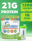 Rawfusion- Vegan Protein Powder, Vanilla Bean - 60 Servings 21g of Plant Based Protein, Low Net Carbs, Non-Dairy, Gluten/ Lactose Free, Soy Free, Kosher, Non-GMO, 4lbs Pound