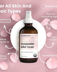 Rose Water Spray for Face & Hair - Organic USDA Certified Rosewater Facial Toner - Alcohol-Free Makeup Setting Hydrating Face Mist - Anti-Aging Toner Spray - 4 Oz