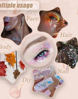 Face Body Glitter, Hair Glitter Sparkles Chunky Face Glitter Gel for Girls Makeup Singer Concerts Mermaid Festival Sequins, 10 Colors(White+Silver+Gold+Pink+Blue+Purple+Red+Light Blue+Green+Rose)