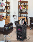 EBANKU Salon Beauty Rolling Trolley Cart, Black Hair Salon Storage Cabinet Barber Organizer Tool Multi Drawers Rolling Cart Free Standing Furniture with 4 Universal Wheels Hair Salons Supplies
