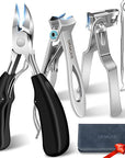 Toenail Clippers for Seniors Thick Toenails - Wide Jaw Opening Large Toe Nail Clippers for Thick Ingrown Nails, Professional Sharp Heavy Duty Nail Clipper Cutter for Mens Seniors with Leather Case