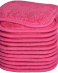 Makeup Remover Cloths for Face, Eye, Lips - Reusable Makeup Remover Pads Soft Microfiber Facial Cleansing Cloths 5 x 5 inch 12 Pack (Dark Pink)