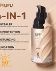 SPF 50 Liquid Foundation,Long Lasting,Moisturizing,Matte & Non-Comedogenic Foundation Makeup for All Skin,Medium-Full Coverage (Light, 1.05 FL.OZ (Pack of 1))