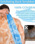 Anezus Exfoliating Back Scrubber Bath Gloves Set, Exfoliating Shower Towel with Shower Gloves for Body Scrub, Back Cleaner Wash Gloves to Remove Dead Skin (Blue)