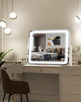 FENNIO Vanity Mirror with Lights 22''x17'' Makeup Mirror with Lights,Vanity Mirror Touch Screen with 3-Color Lighting,Dimmable,for Vanity Desk Tabletop