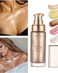 Body Shimmer Oil, Waterproof Long Lasting Moisturizing Bronze Gold #01) 1oz