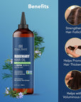 Botanic Hearth 100% Pure Rosemary Oil For Hair Growth (6.7 fl oz) Infused With Biotin, Jojoba & castor Oil | Nourishing & Volumizing | Non GMO Verified